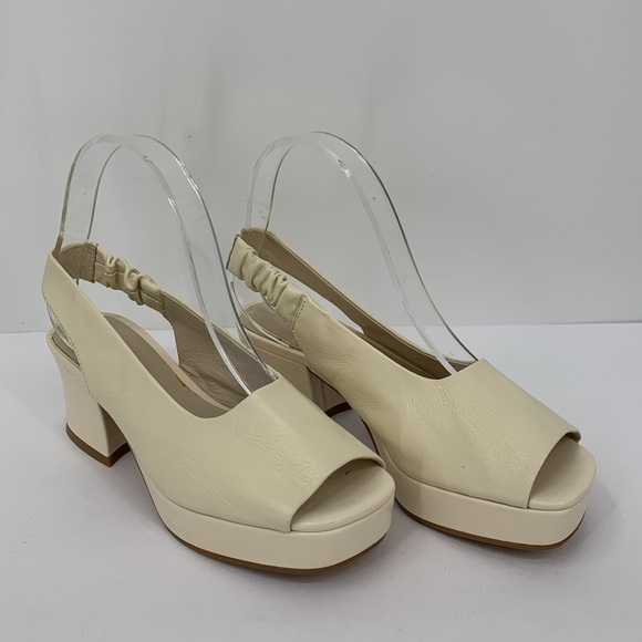 Jeffrey Campbell Extendo peeptoe sandal ivory leather cream platform chunky 7 - Picture 2 of 7
